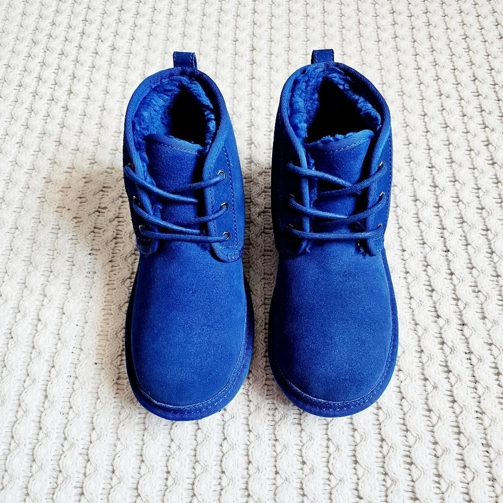 UGG Neumel II Chukka Boots Unisex Dive Blue Leather Suede Wool Lined Big Kid 3